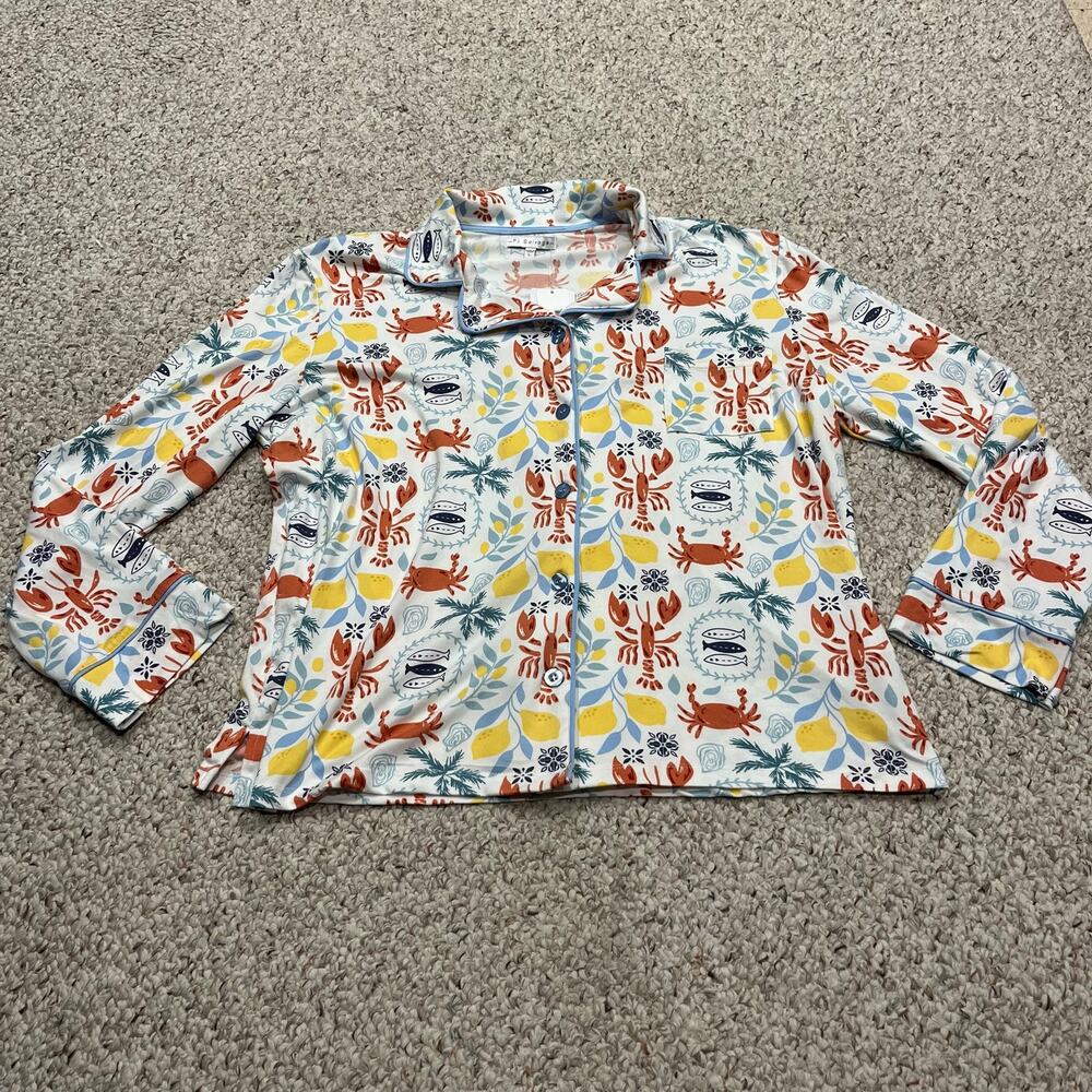 NEW PJ Salvage Cloud Jersey Pajama Top L Lobster Tropical Beach Loungewear